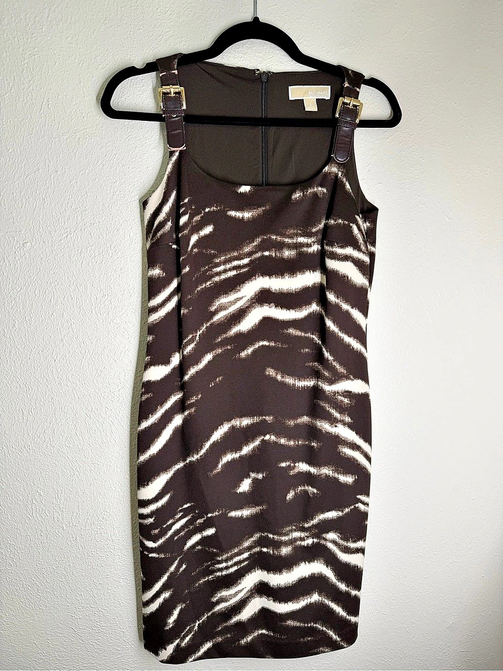 MICHAEL Kors Animal Print Mini Dress in Brown & White